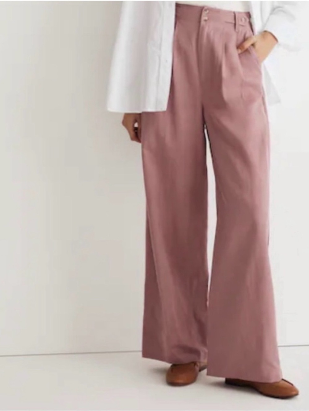 Madewell Harlow Wide Leg Pants in Dusty Rose Pink